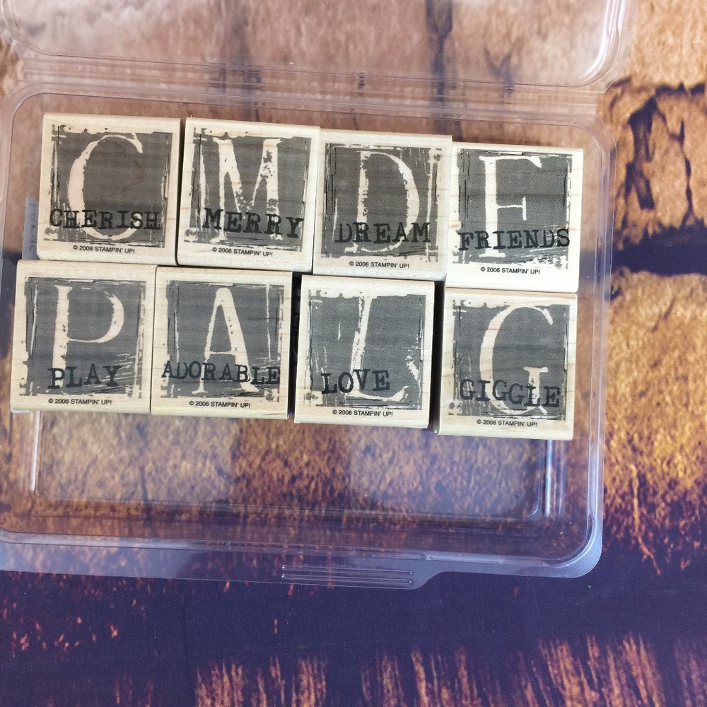 🌸Stampin Up! Wood Rubber Stamp set One Word NOS